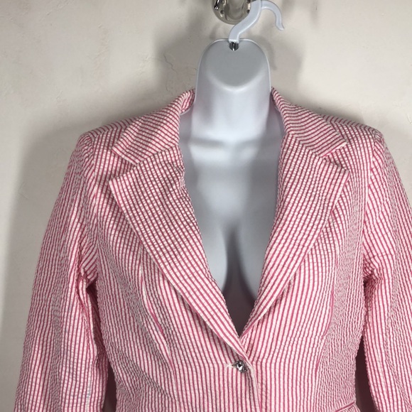 Sam TY pink stripe searsucker blazer size 6 - Picture 2 of 11